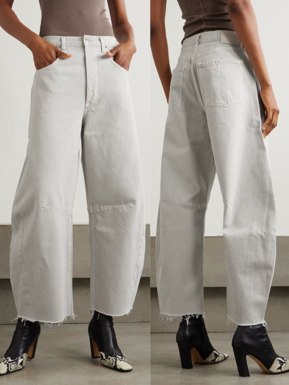 Citizens of Humanity Horseshoe Jean Cappuccino Grey Barrel Wide Leg Size 27